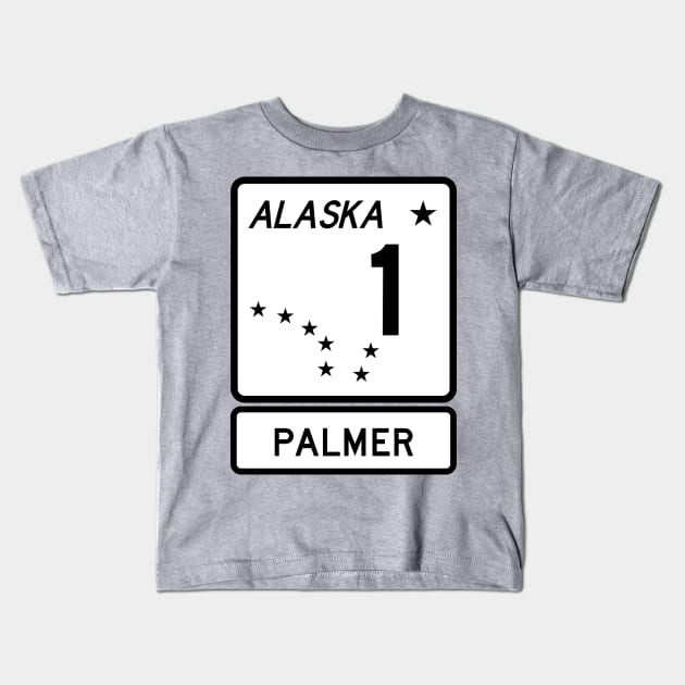 Alaska Highway Route 1 One Palmer AK Kids T-Shirt by TravelTime